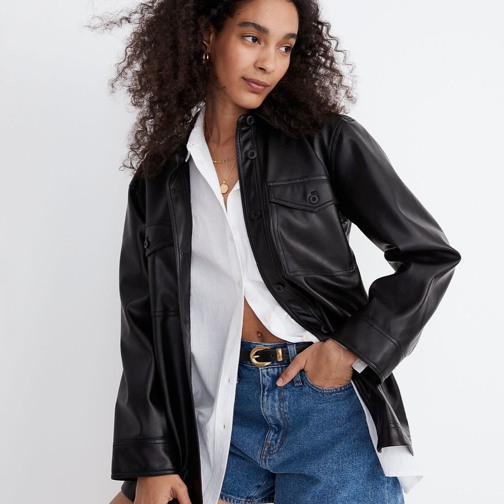 Madewell Faux Leather Shirt-Jacket